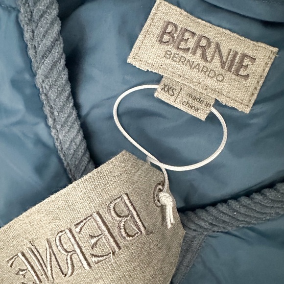 NWT- BERNIE BERNARDO Quilted Corduroy Trim Recycled Fabric Riviera Blue Jacket - Picture 11 of 13
